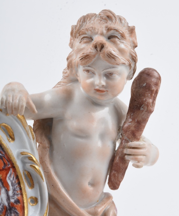 19th c. Meissen Armorial Group with Crest of Augustus the Strong