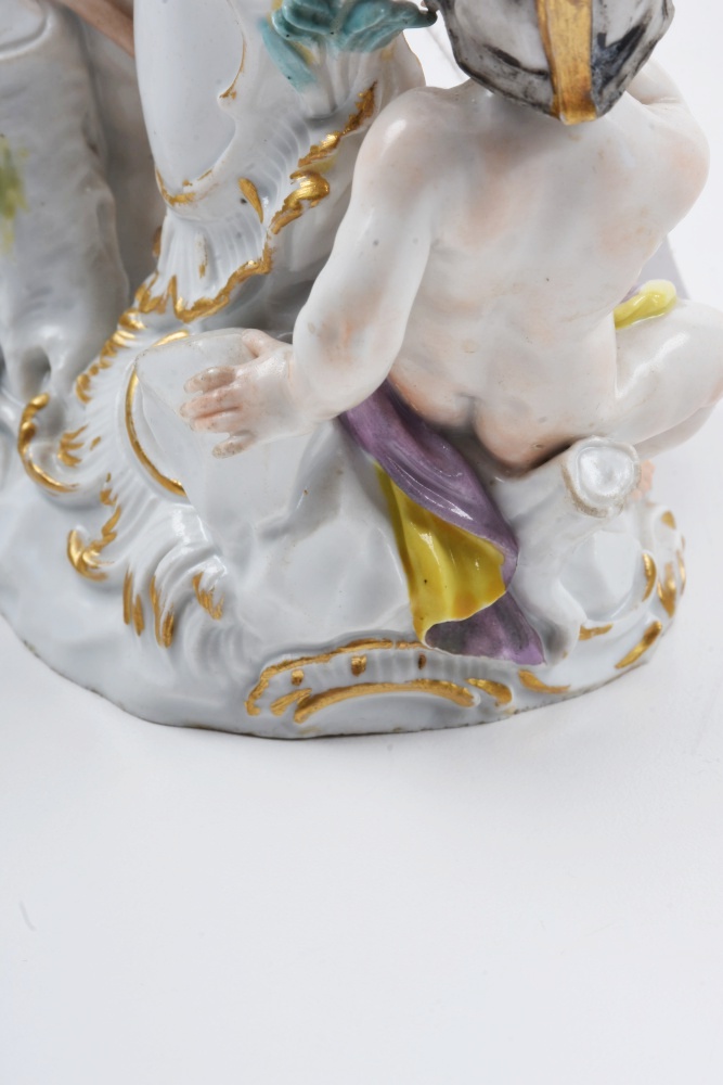 19th c. Meissen Armorial Group with Crest of Augustus the Strong