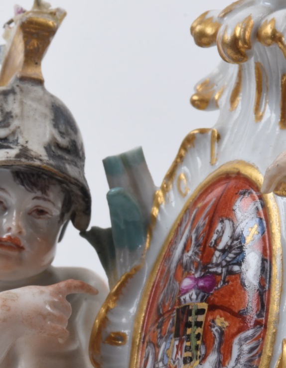 19th c. Meissen Armorial Group with Crest of Augustus the Strong