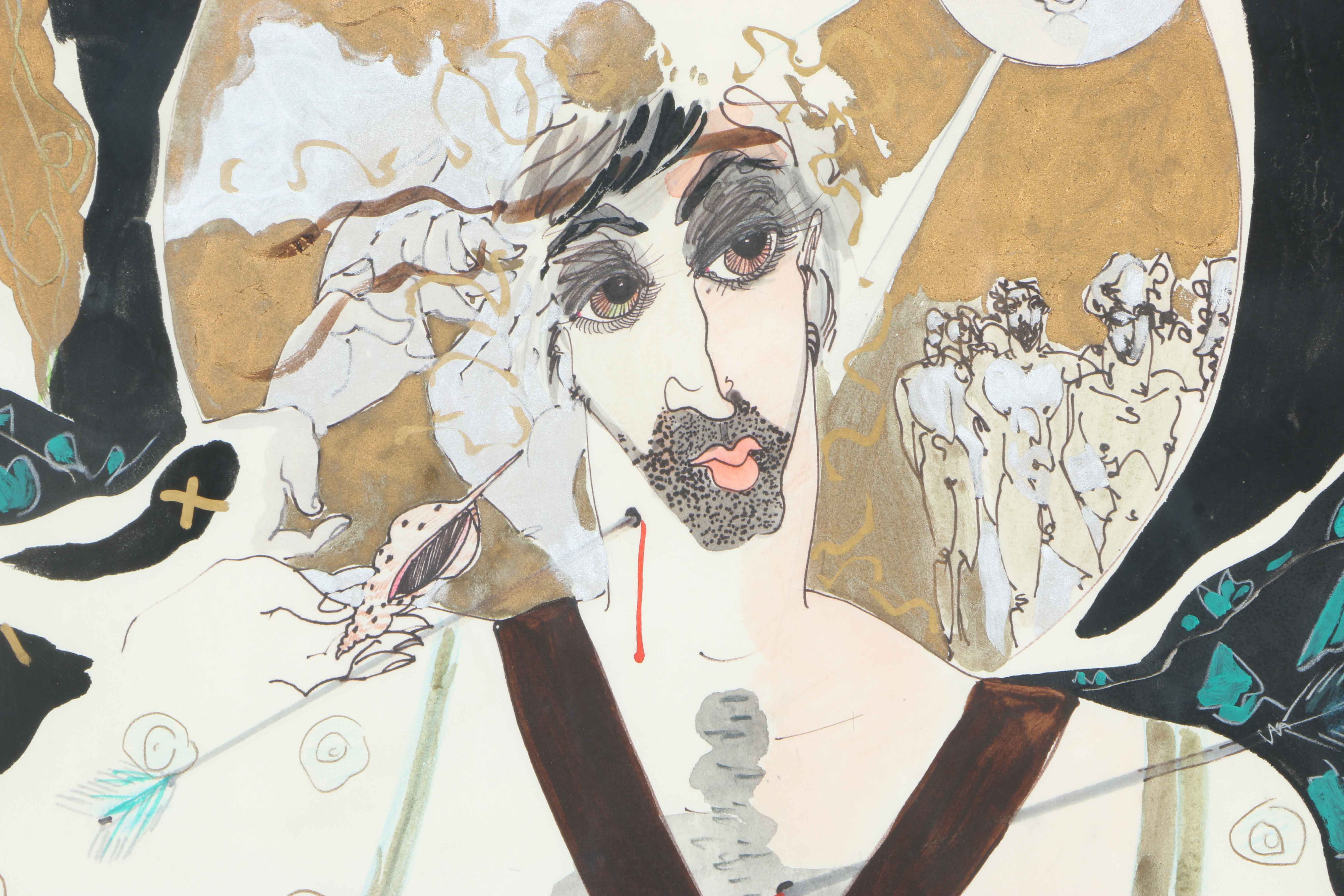 Jaff Noel Seijas Original Mixed Media Painting "St. Sebastian"