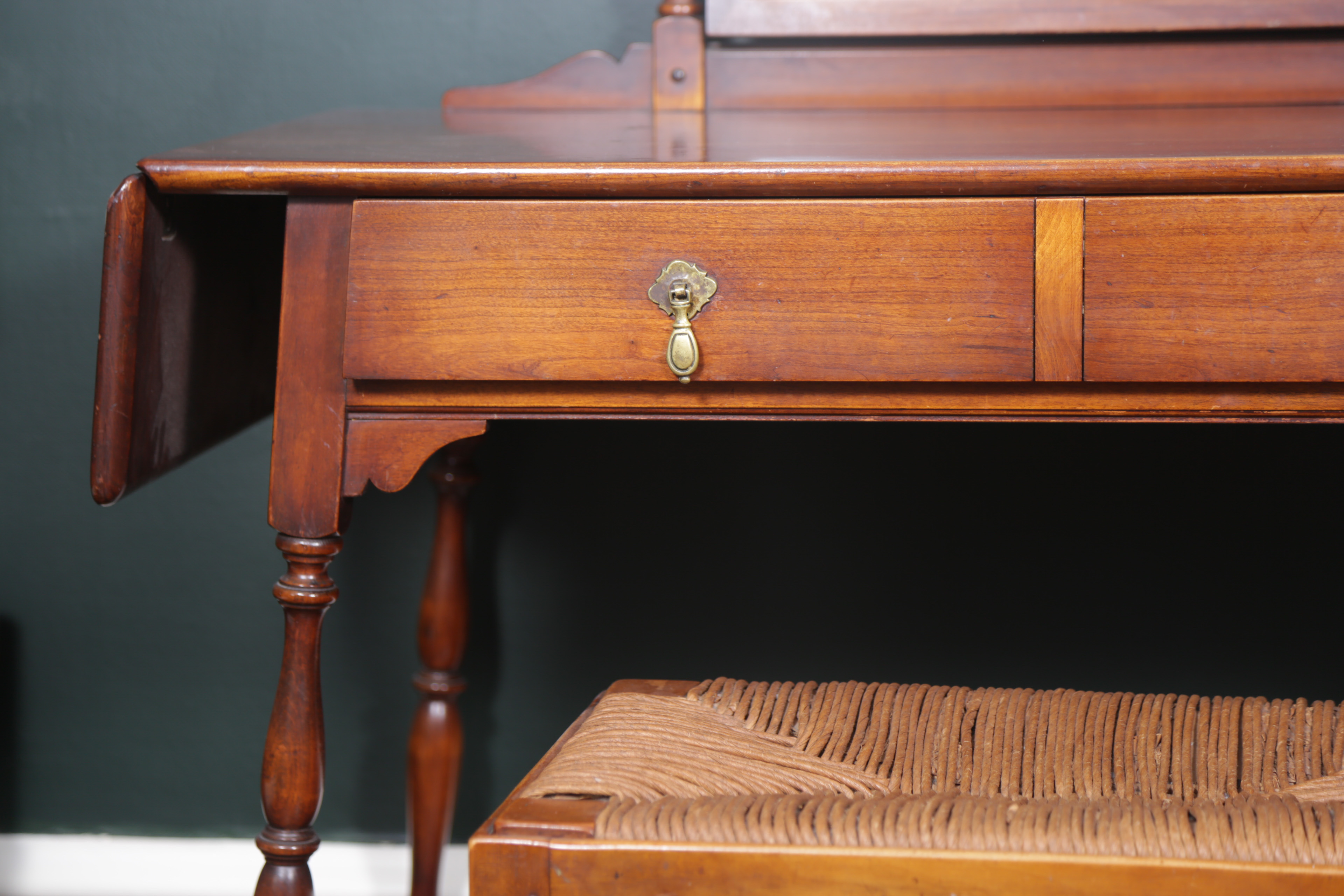 Stickley Dressing Table and Bench With Rush Seat
