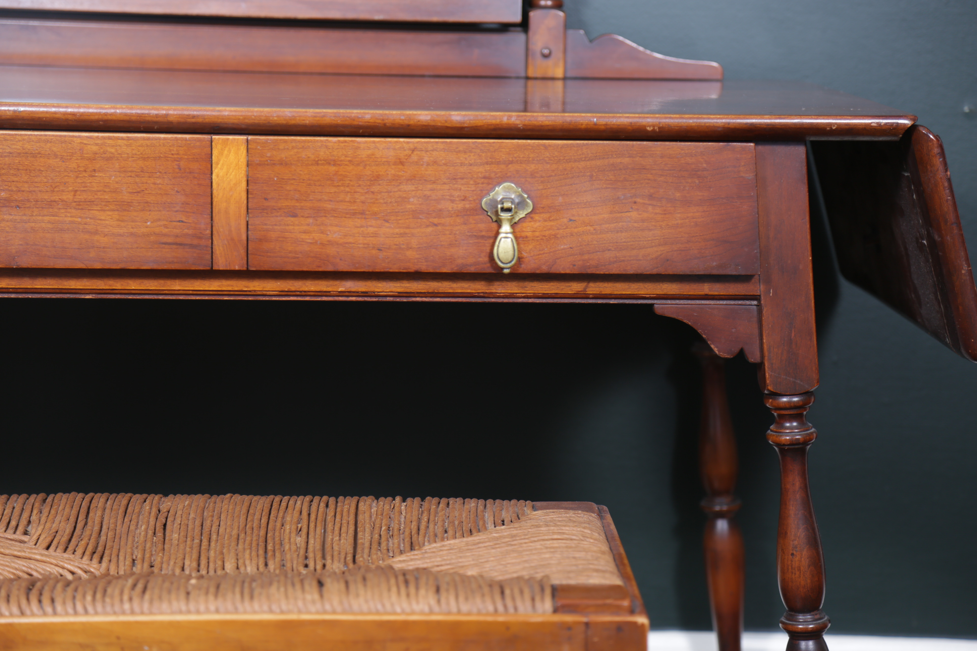 Stickley Dressing Table and Bench With Rush Seat