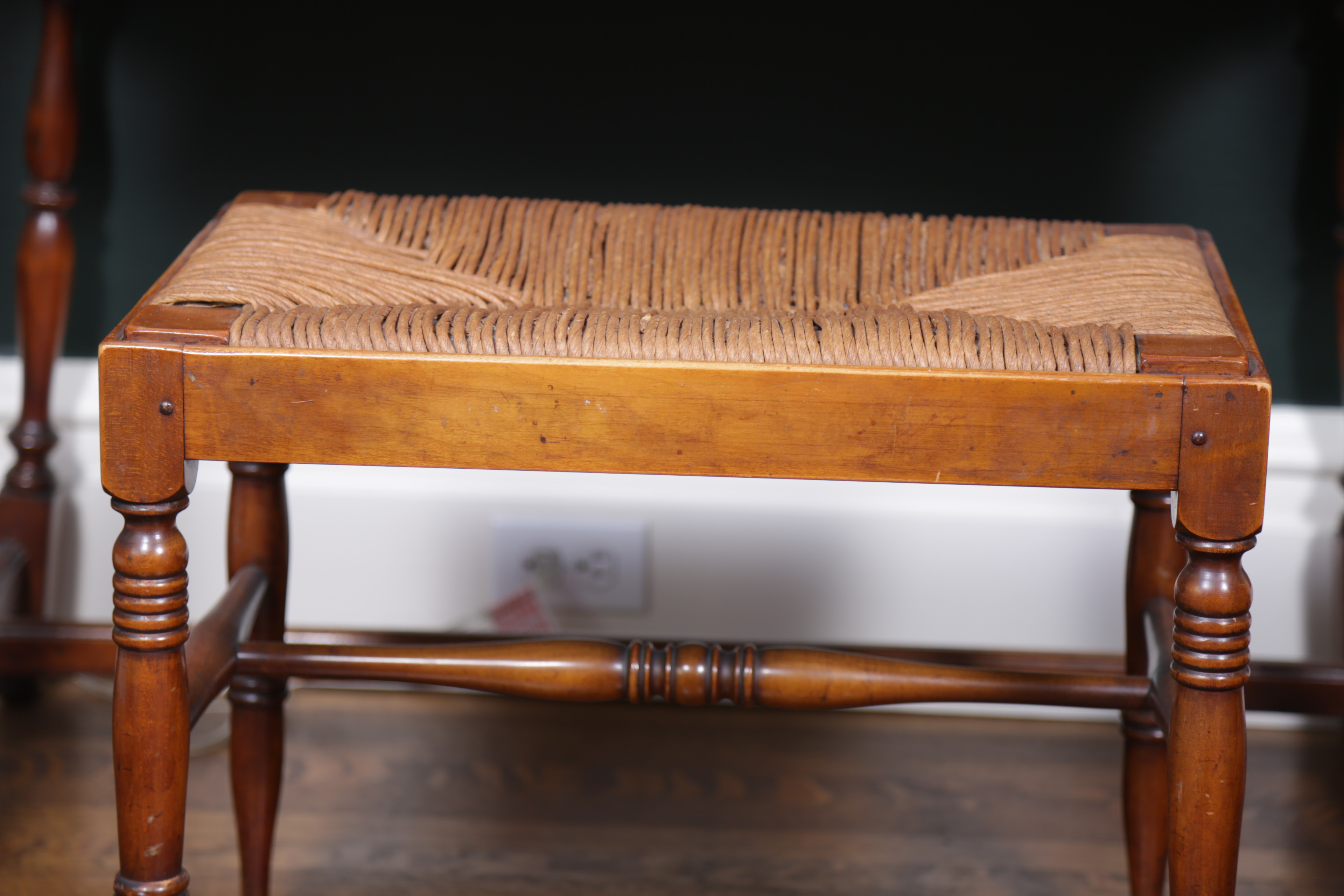 Stickley Dressing Table and Bench With Rush Seat