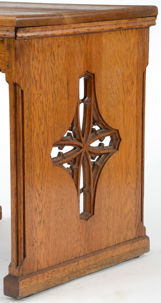 Vintage Carved Oak Trestle Table