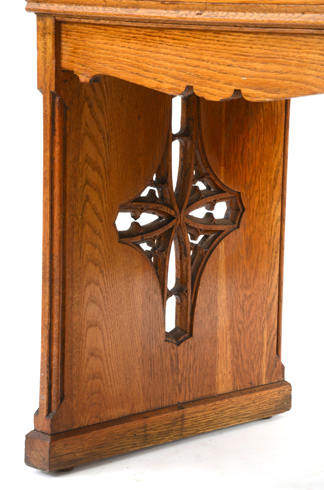 Vintage Carved Oak Trestle Table