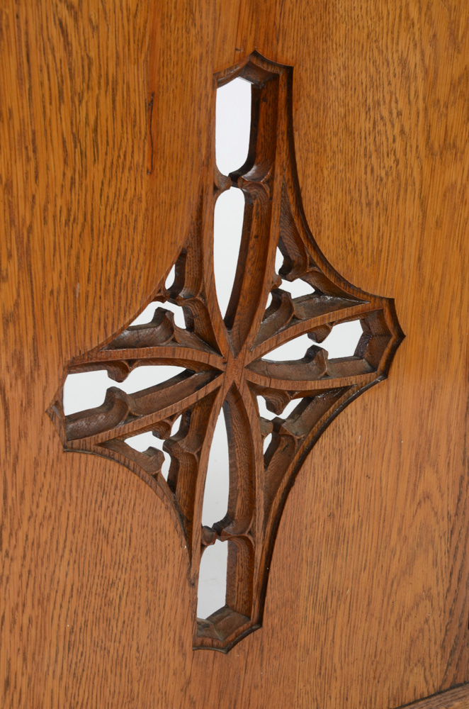 Vintage Carved Oak Trestle Table