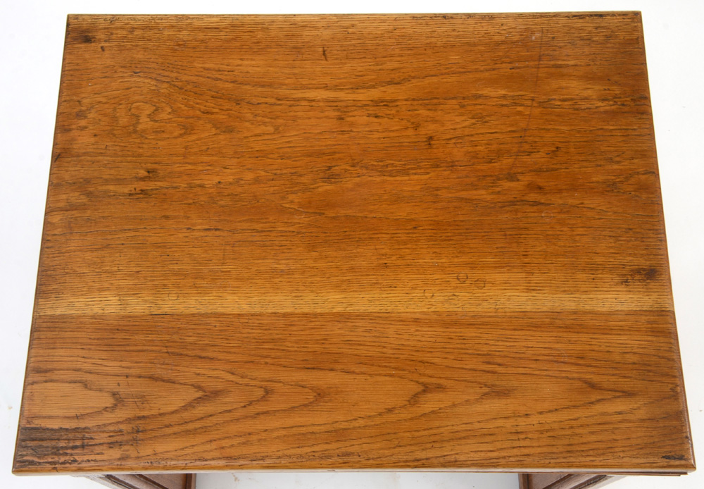 Vintage Carved Oak Trestle Table