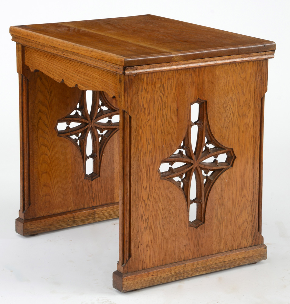 Vintage Carved Oak Trestle Table