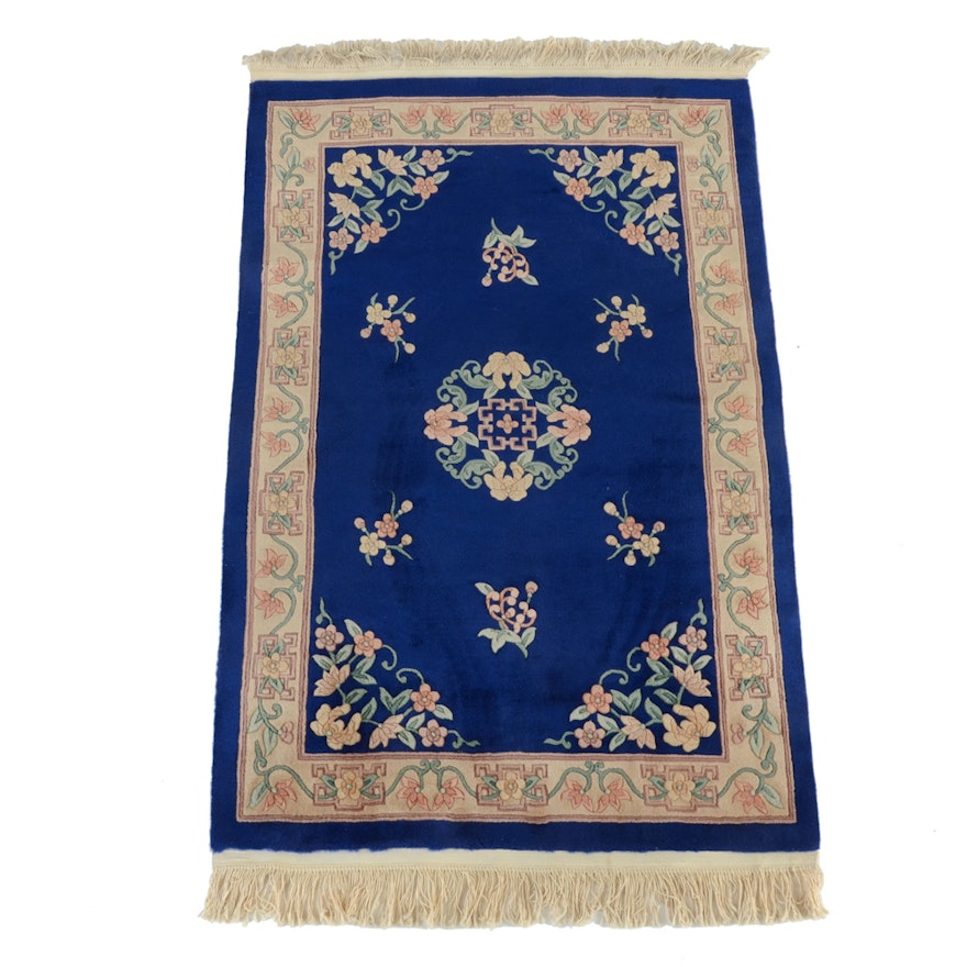 Chinese Style Hand Woven Blue Area Rug