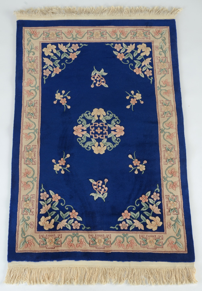 Chinese Style Hand Woven Blue Area Rug