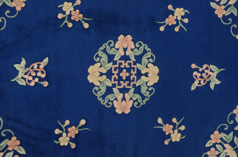 Chinese Style Hand Woven Blue Area Rug