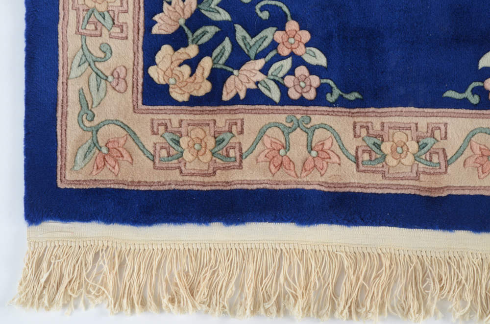 Chinese Style Hand Woven Blue Area Rug