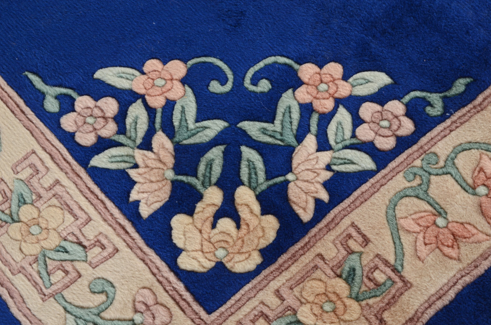 Chinese Style Hand Woven Blue Area Rug