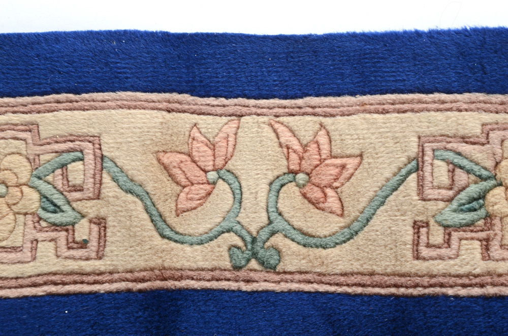 Chinese Style Hand Woven Blue Area Rug