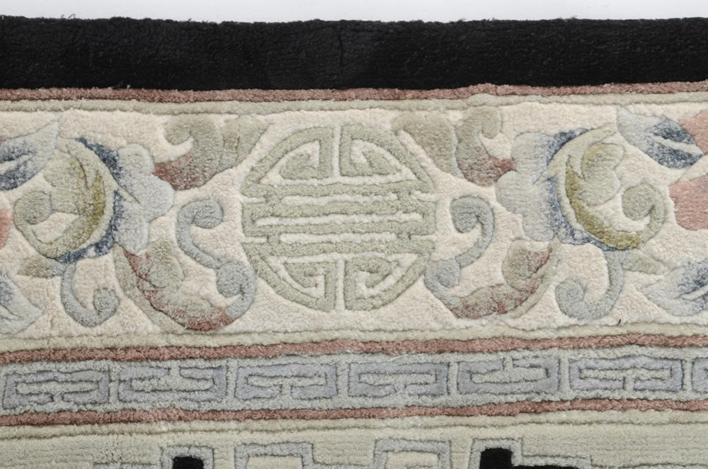 Chinese Hand Woven Silk Blend Black Area Rug