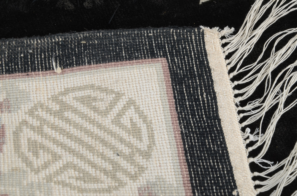 Chinese Hand Woven Silk Blend Black Area Rug