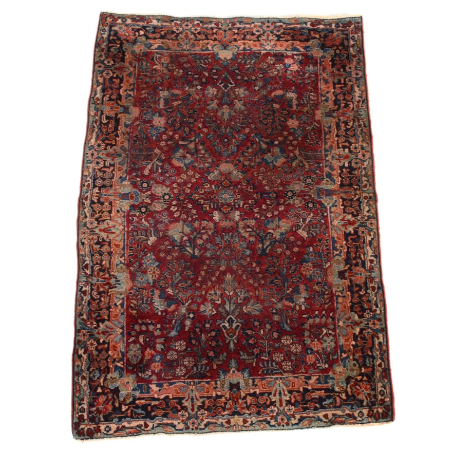 Hand-Knotted Persian Sarouk Area Rug