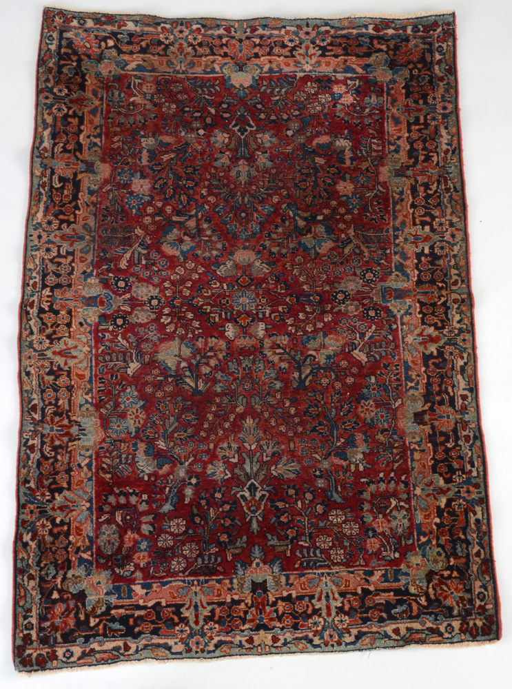 Hand-Knotted Persian Sarouk Area Rug