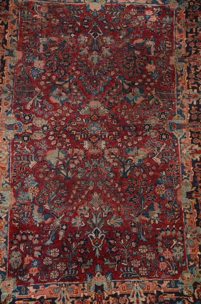 Hand-Knotted Persian Sarouk Area Rug