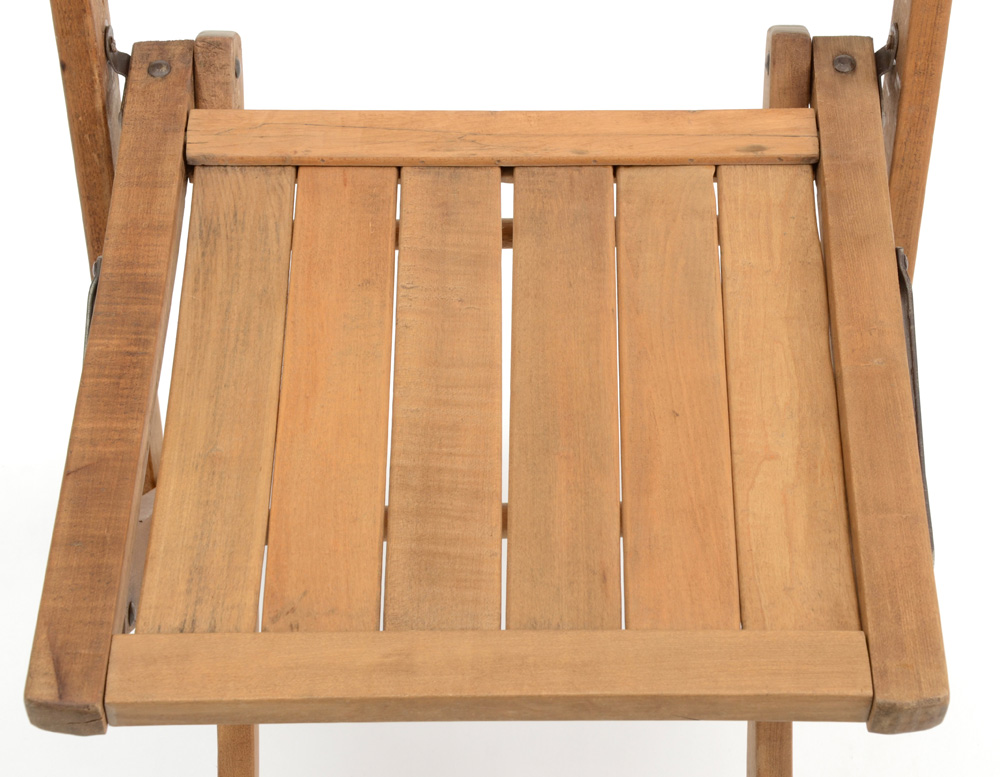 Vintage Piedmont Folding Advertising Chair With Porcelain Back