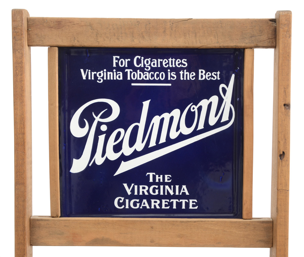 Vintage Piedmont Folding Advertising Chair With Porcelain Back