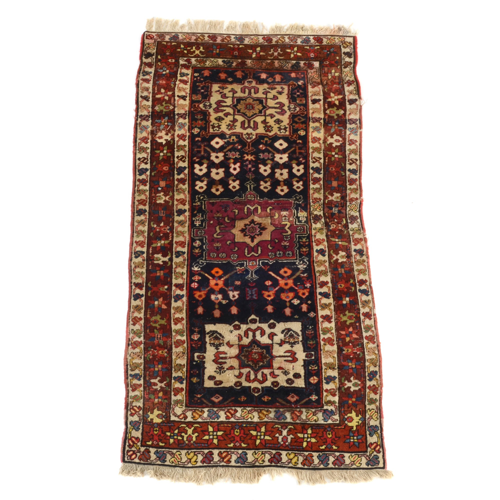 Caucasian Style Hand-Knotted Wool Area Rug