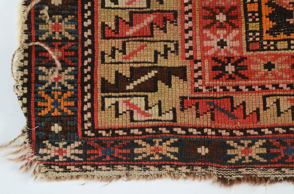 Caucasian Kazak Style Flat Woven Wool Accent Rug