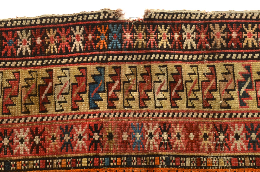 Caucasian Kazak Style Flat Woven Wool Accent Rug