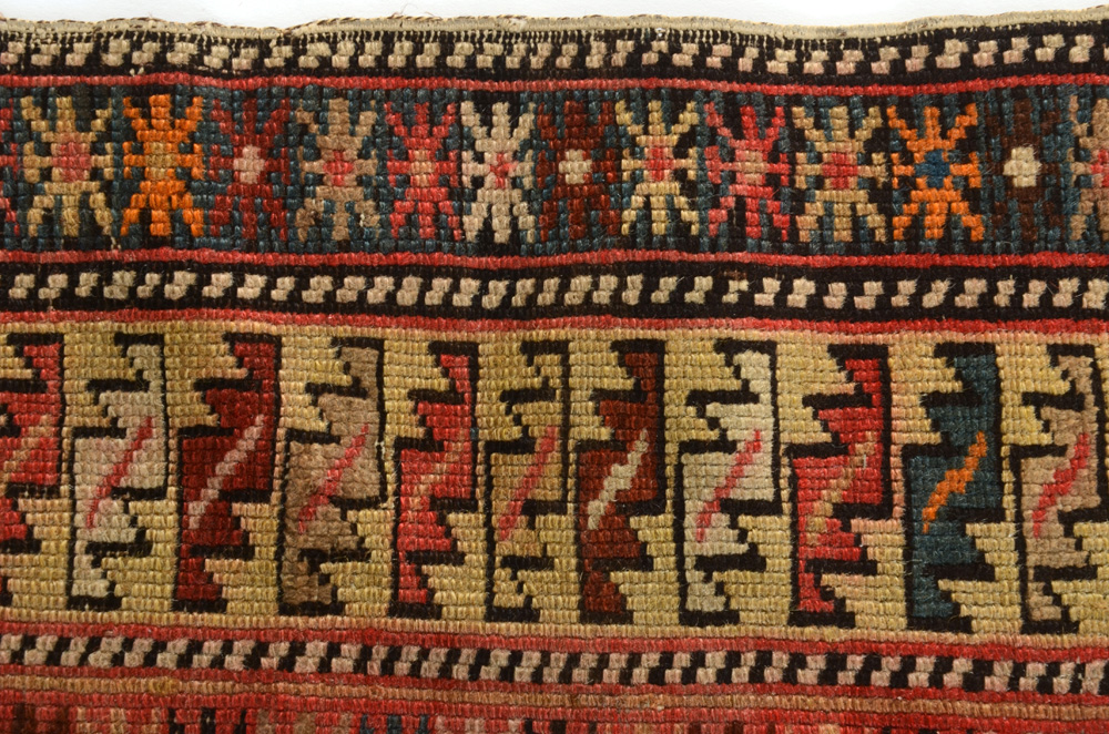 Caucasian Kazak Style Flat Woven Wool Accent Rug