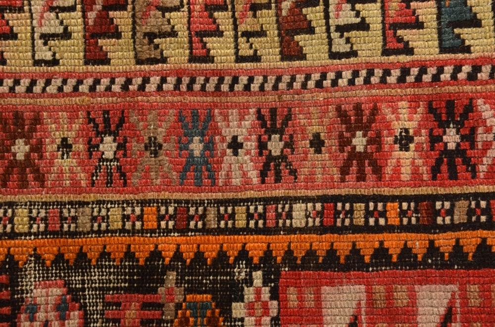 Caucasian Kazak Style Flat Woven Wool Accent Rug