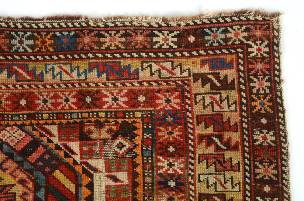 Caucasian Kazak Style Flat Woven Wool Accent Rug