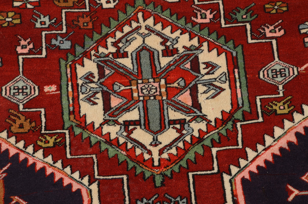 Caucasian Style Hand-Knotted Wool Accent Rug