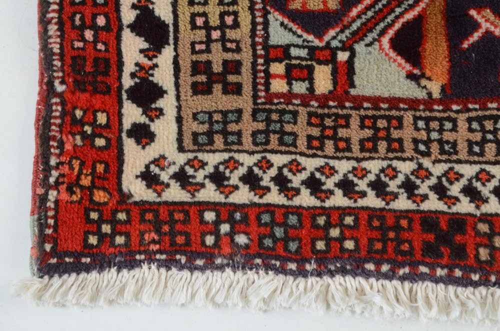 Caucasian Style Hand-Knotted Wool Accent Rug