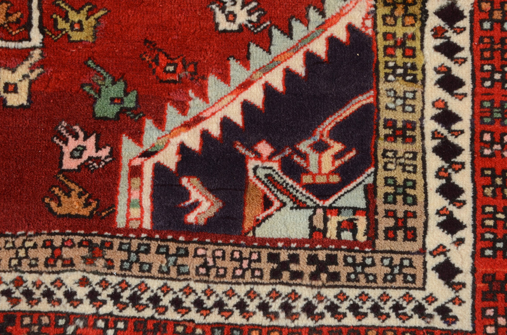 Caucasian Style Hand-Knotted Wool Accent Rug