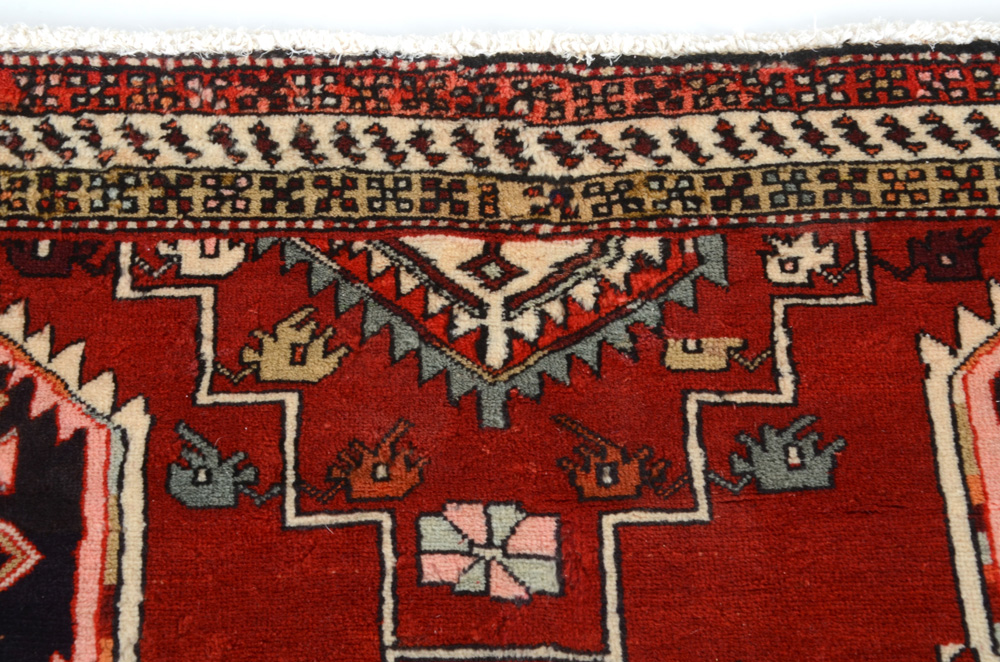 Caucasian Style Hand-Knotted Wool Accent Rug