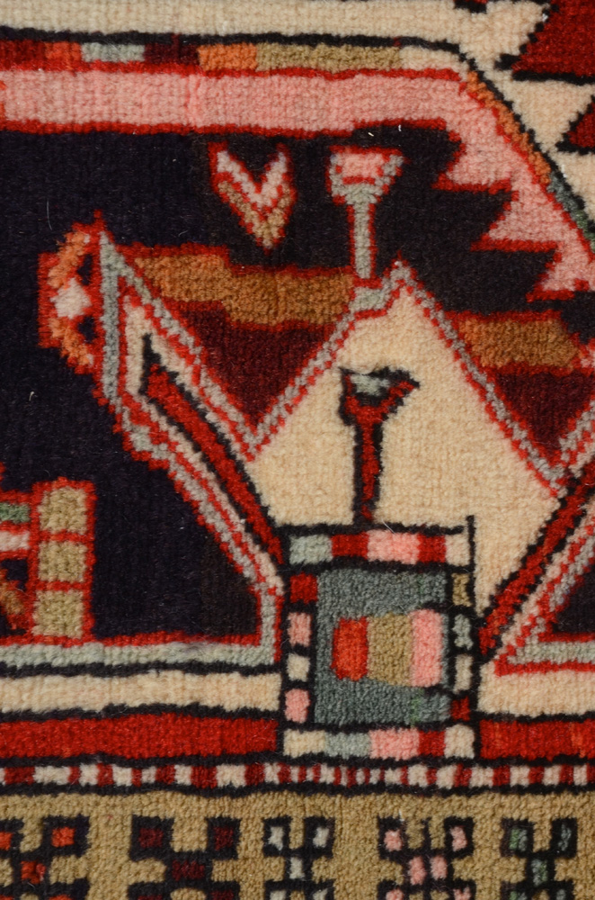 Caucasian Style Hand-Knotted Wool Accent Rug