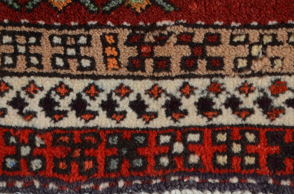 Caucasian Style Hand-Knotted Wool Accent Rug