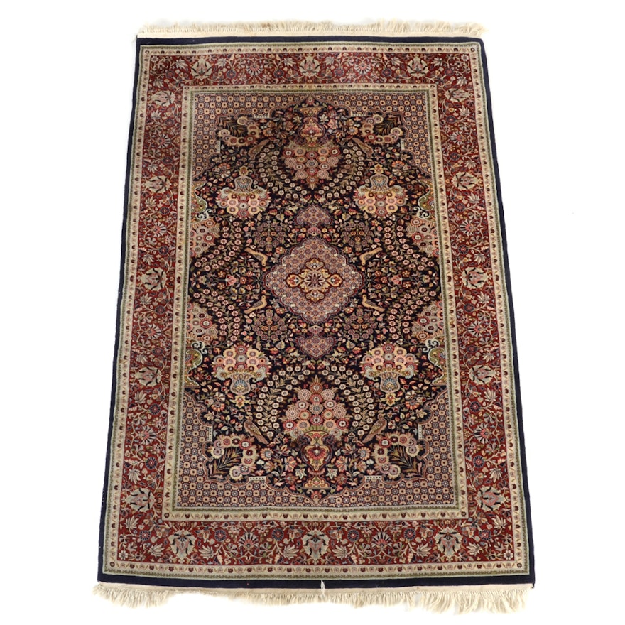 Hand-Knotted Persian Kashan Area Rug