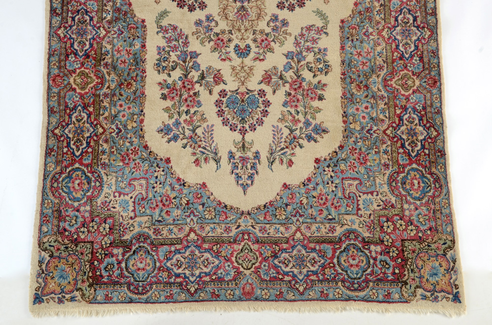 Hand-Knotted Persian Kirman Wool Area Rug