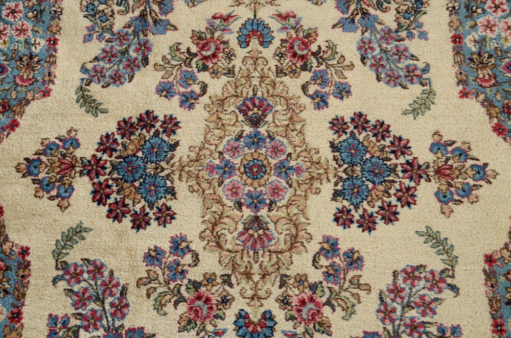 Hand-Knotted Persian Kirman Wool Area Rug