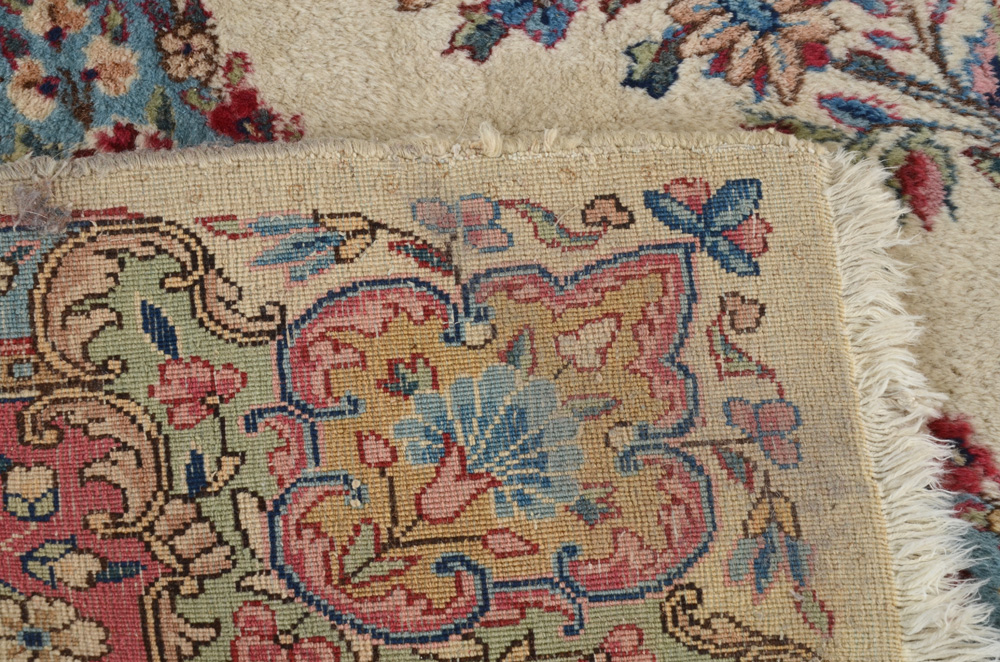 Hand-Knotted Persian Kirman Wool Area Rug