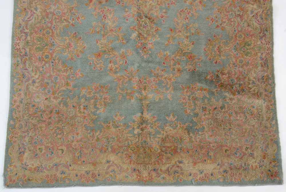 Persian Style Kerman Hand-Knotted Blue Area Rug