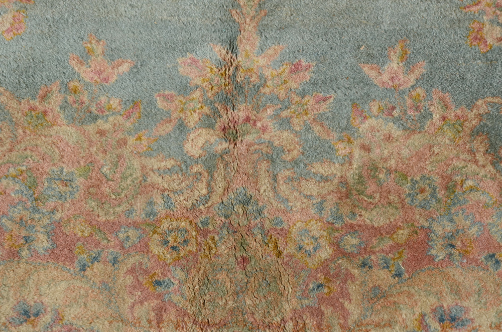 Persian Style Kerman Hand-Knotted Blue Area Rug