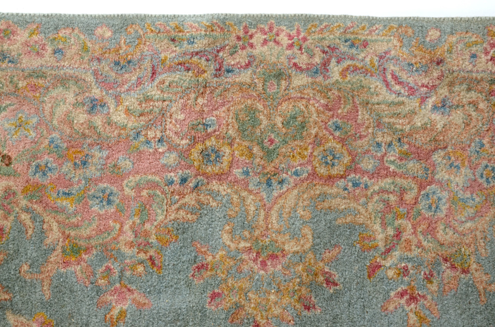 Persian Style Kerman Hand-Knotted Blue Area Rug