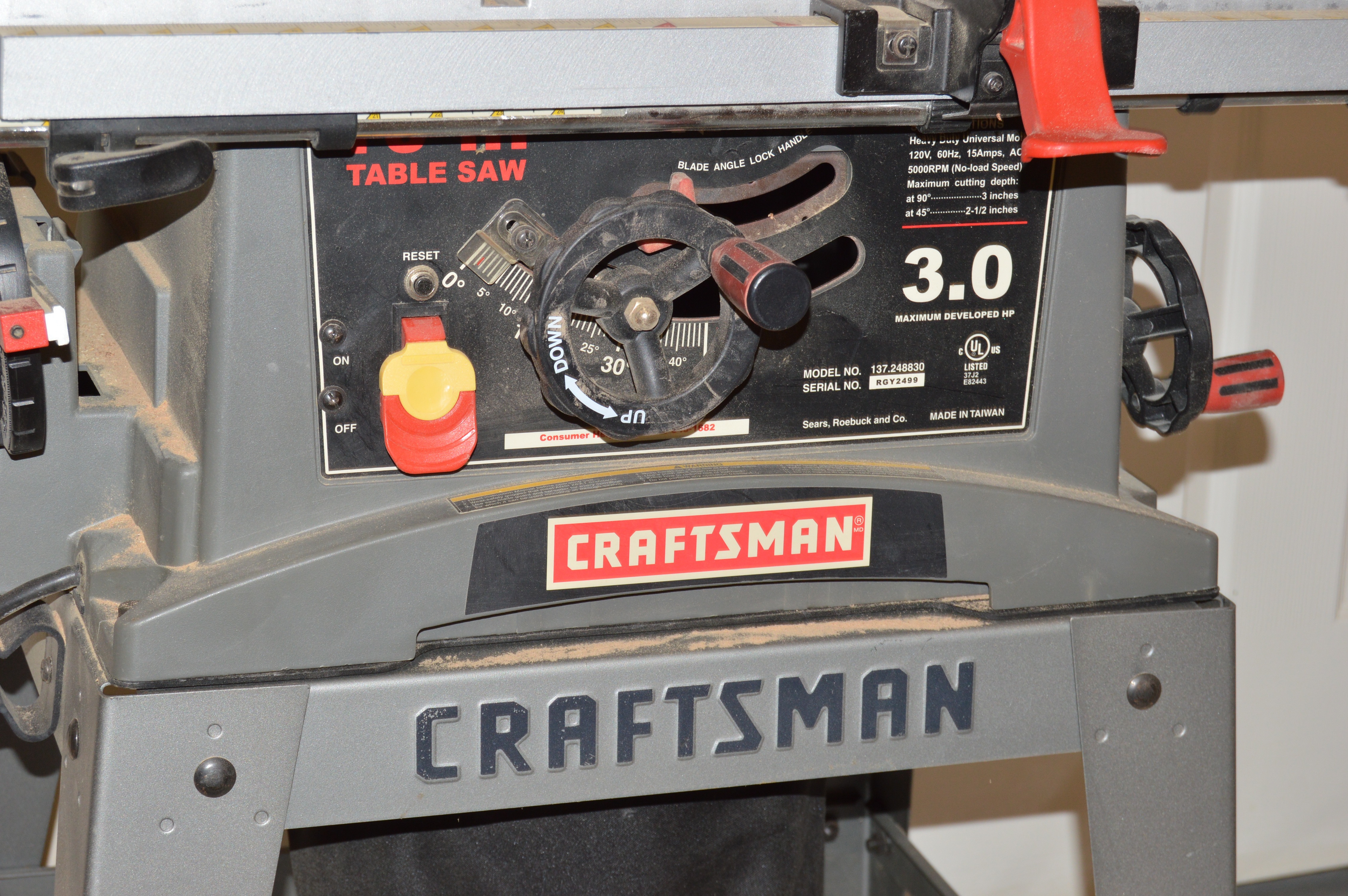 Craftsman Table Saw with 3.0 HP