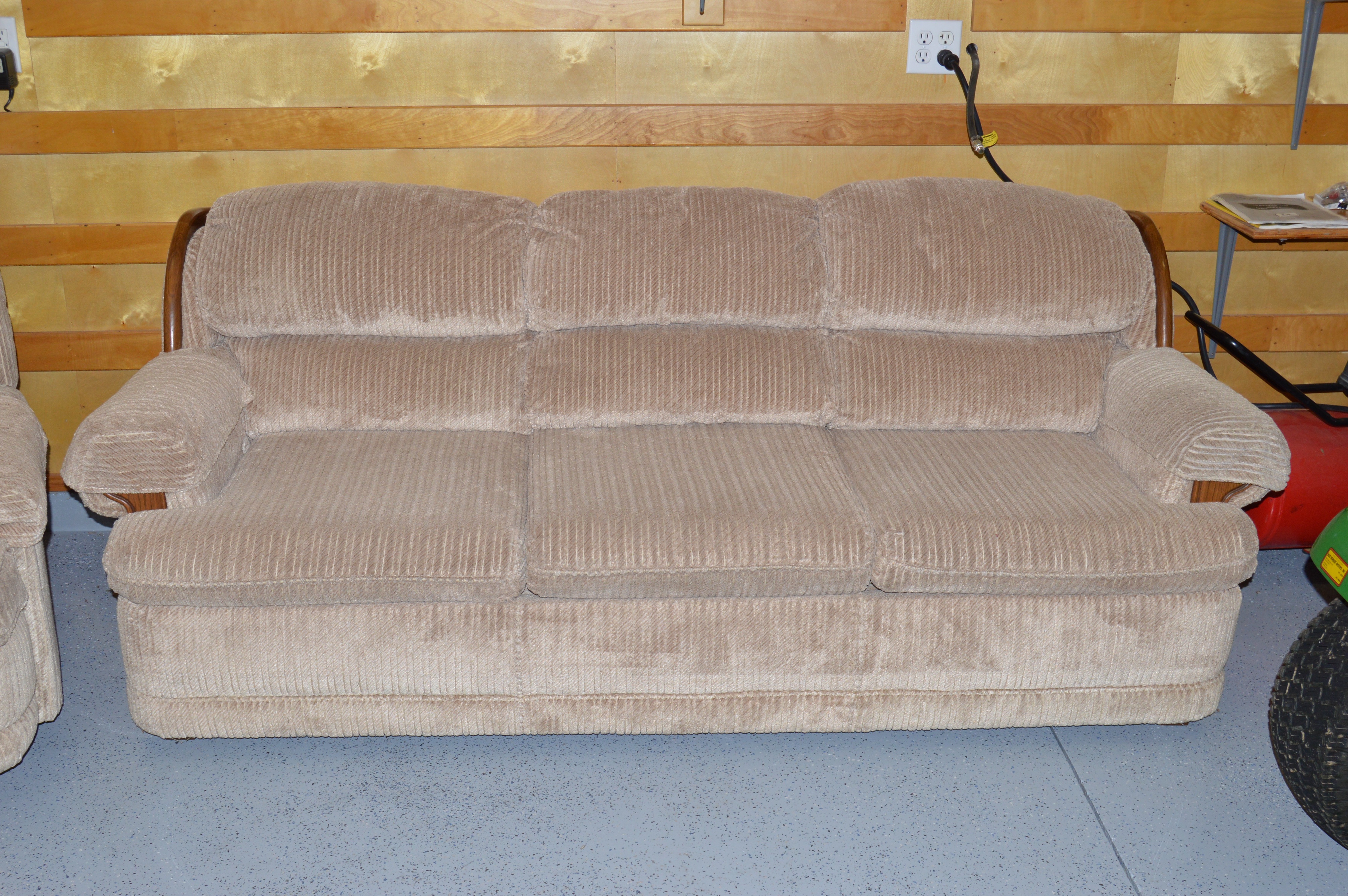 Chenille Plush Sofa and Recliner Chair by Flexsteel