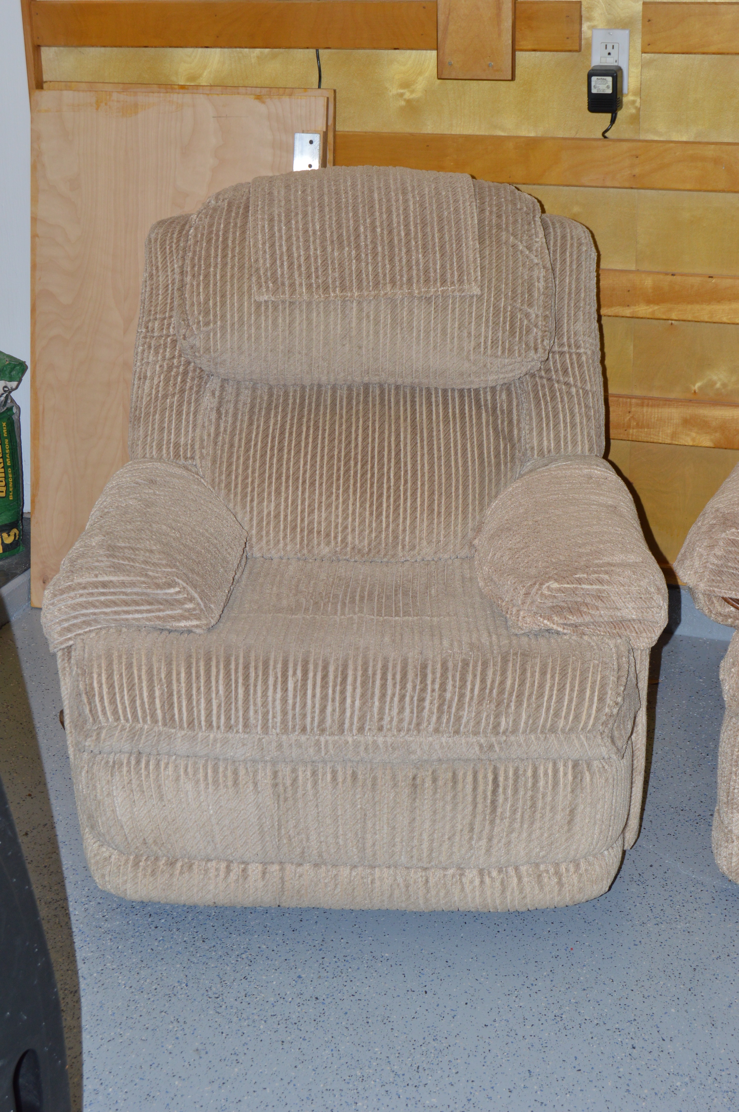 Chenille Plush Sofa and Recliner Chair by Flexsteel