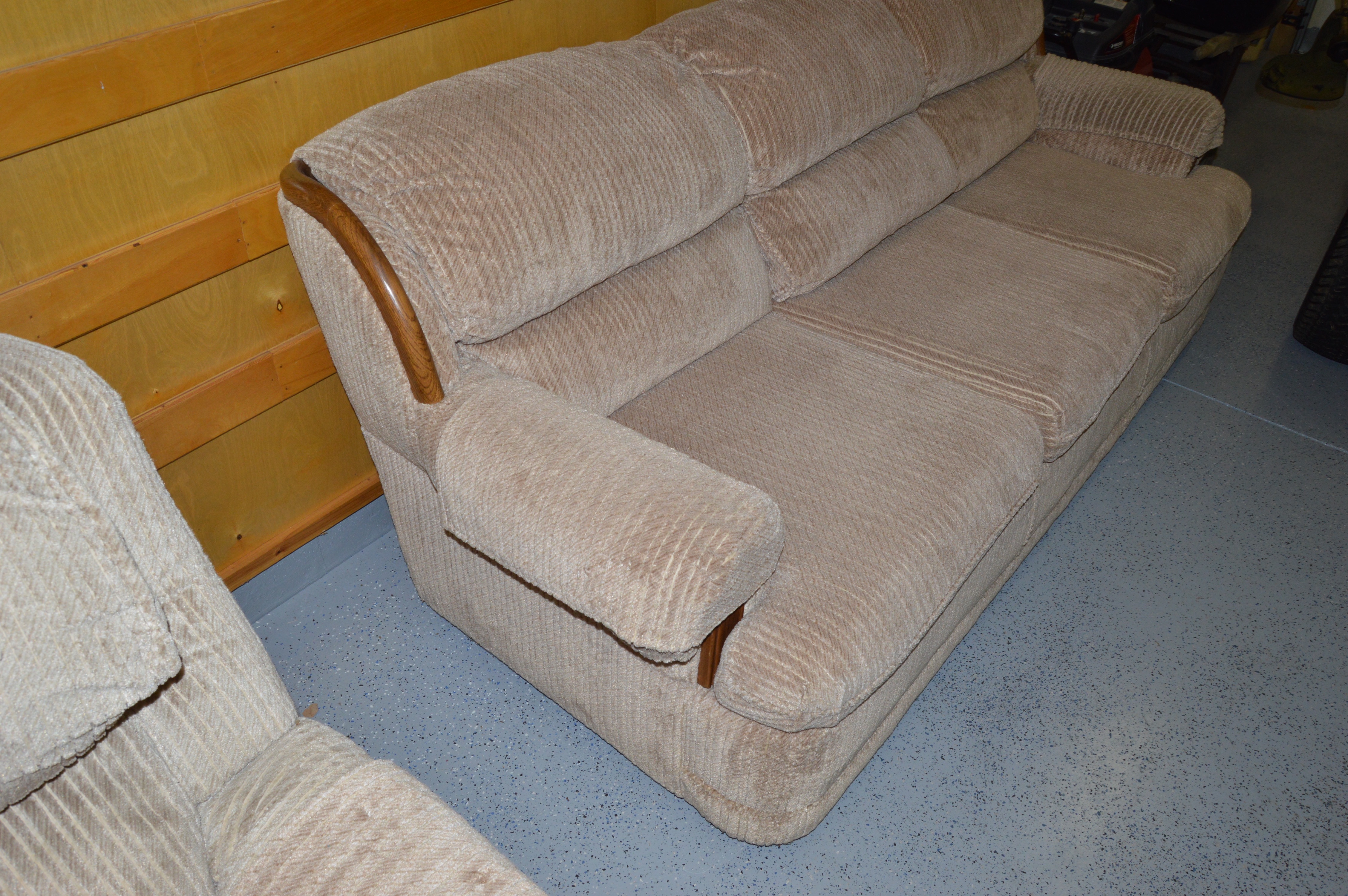 Chenille Plush Sofa and Recliner Chair by Flexsteel