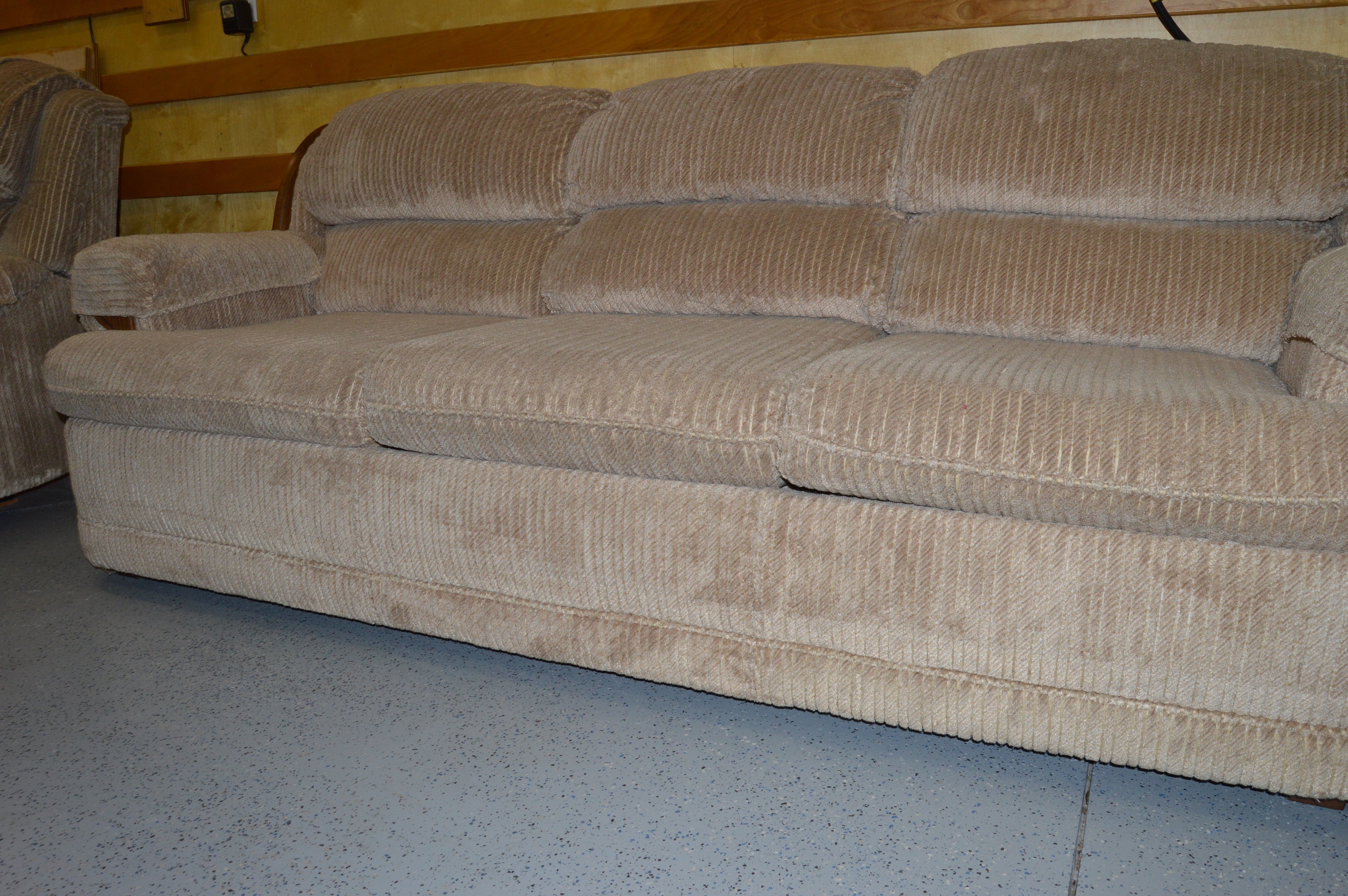 Chenille Plush Sofa and Recliner Chair by Flexsteel