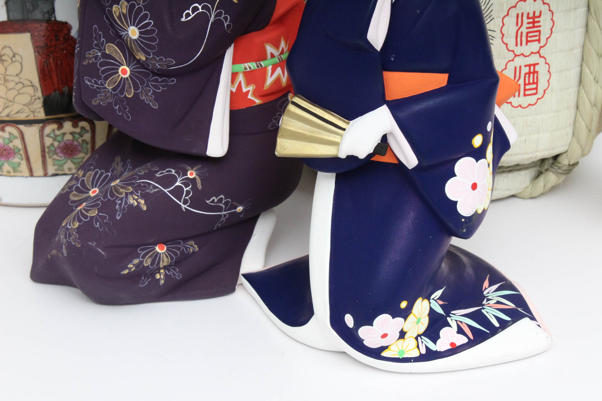Japanese Decor Featuring Hakata Doll Figures